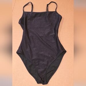 Aerie Women's Ribbed Black One-Piece Swimsuit